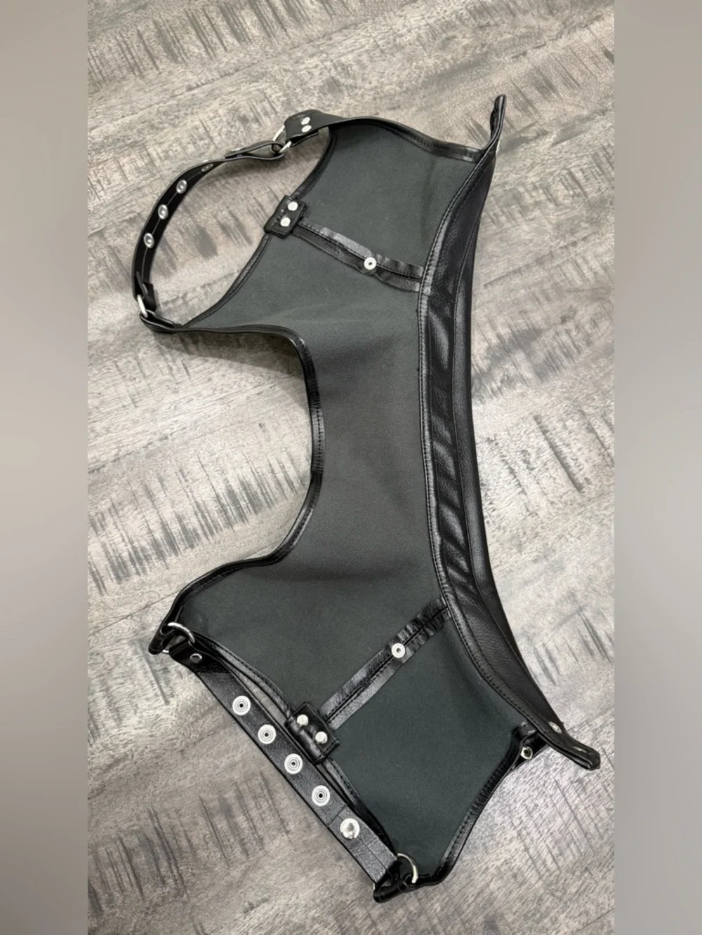Black Studded Faux Leather Harness Collar